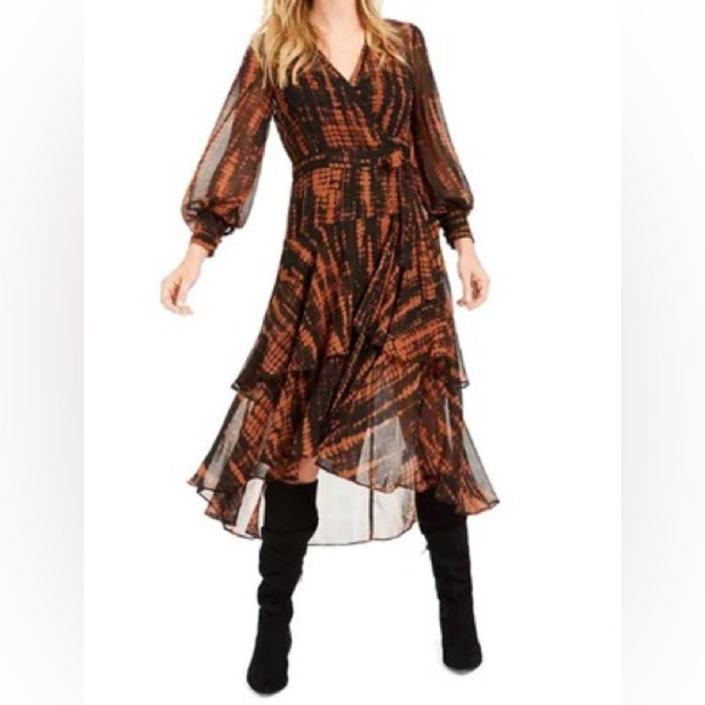 NWOT Bar III Becca Tilley x Animal Print Ruffle Wrap Dress